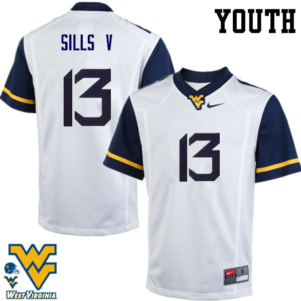 NCAA Youth David Sills V West Virginia Mountaineers White #13 Nike Stitched Football College Authentic Jersey NF23Q73XF